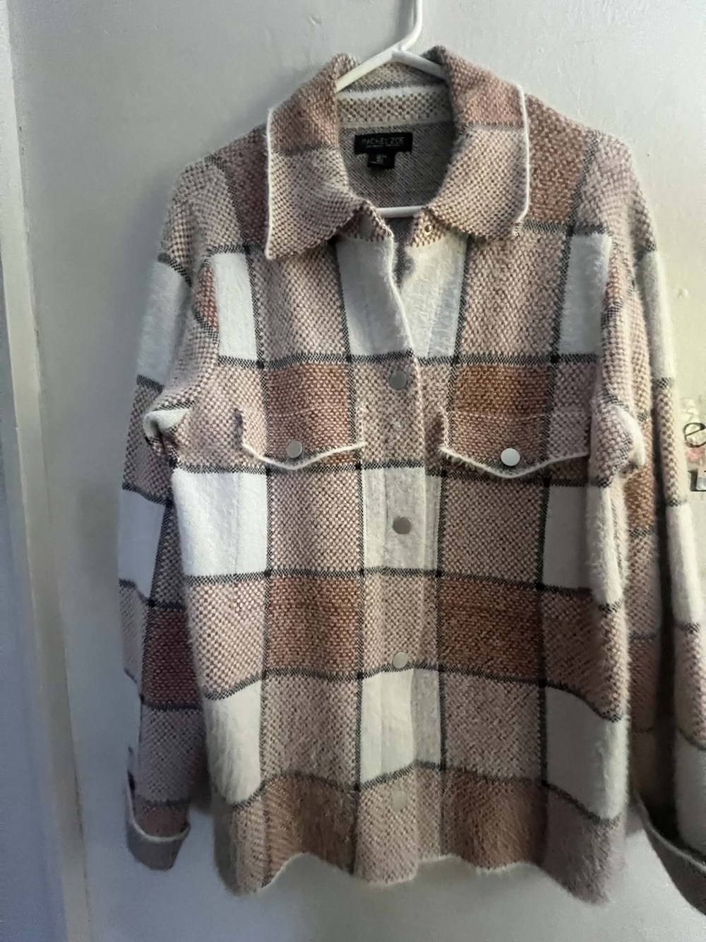 a new day Plaid Utility Shacket in Cream & Brown